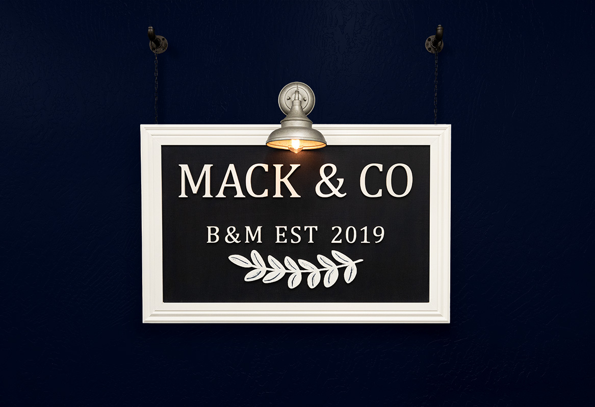 Mack and Co creates shirts, wreaths, signs and has many home decor and soap products.