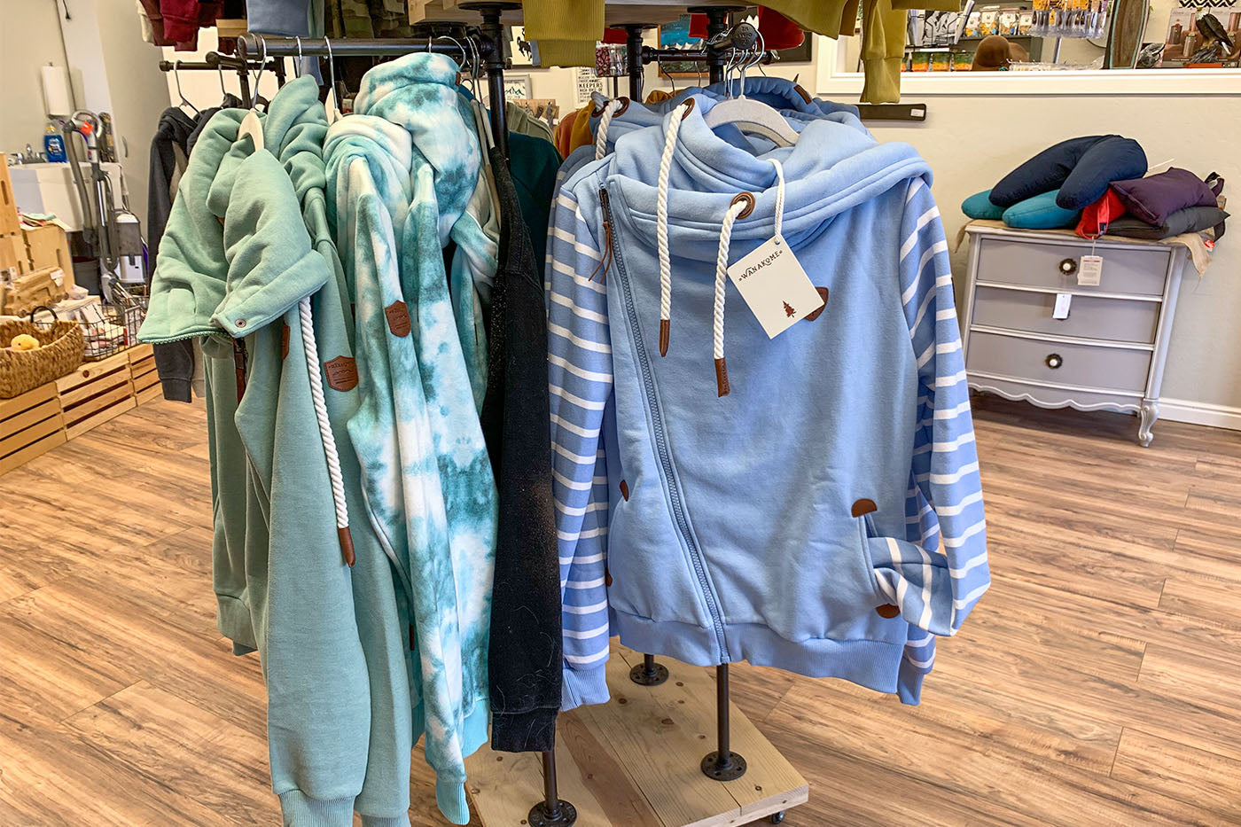 I can’t resist a cute cozy hoodie or anything wellness related! I provide Wanakome hoodies, and meditation tools, crystals, burning sage, and Palo Santo